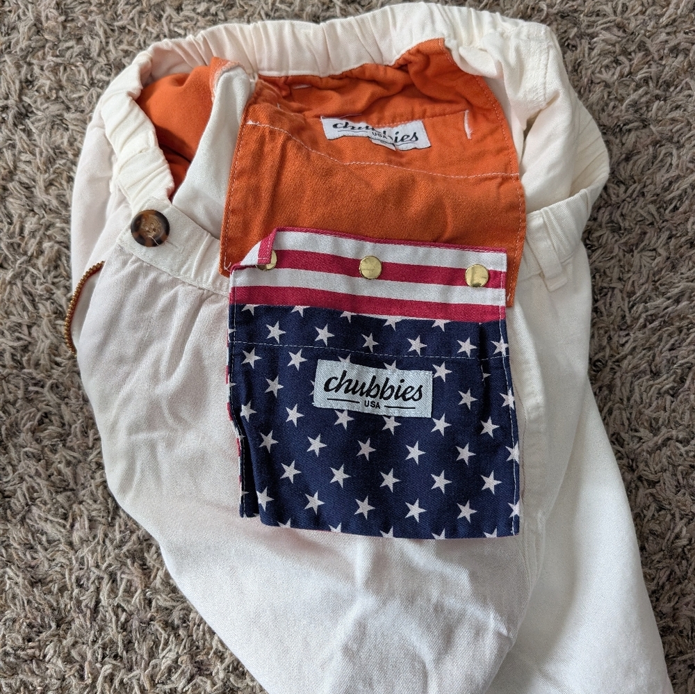 Chubbies Men's Off White With Secret USA Pocket - Size Large - Picture 3 of 4